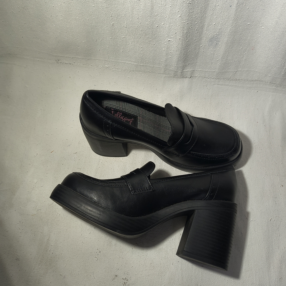 Women's 3 Inch Black Wedge Heel Slip On Loafers By Jelly Pop - Picture 6 of 6